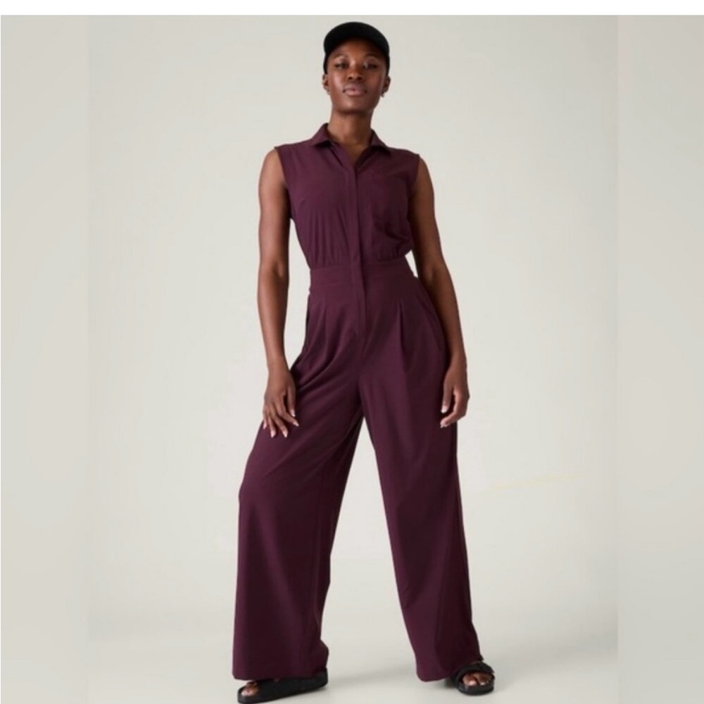 Athleta Dark Purple Sleeveless Jumpsuit